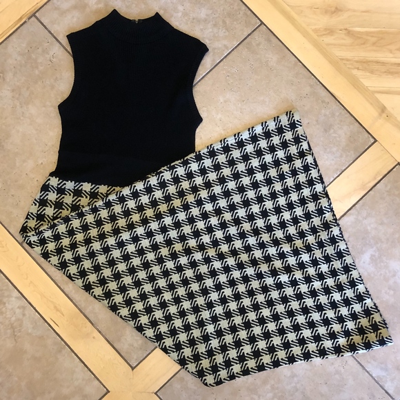 VTG Houndstooth dress long sleeveless tall sweater - Picture 7 of 8